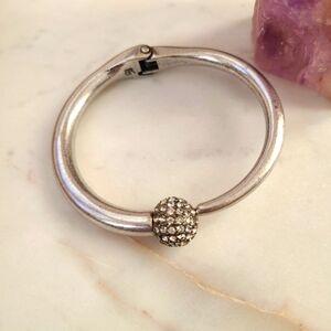 Banana Republic Silver Crystal-Studded Clamp Style Bracelet